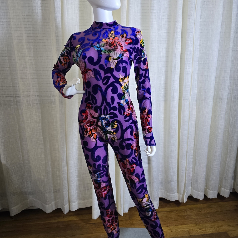 Vibrant Floral Long-Sleeve Jumpsuit